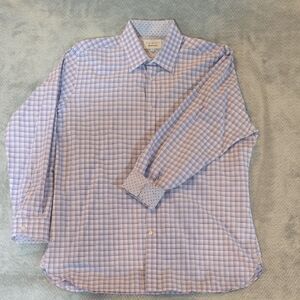 Ted Baker Endurance Lavender Checkered Dress Shirt 17 32/33